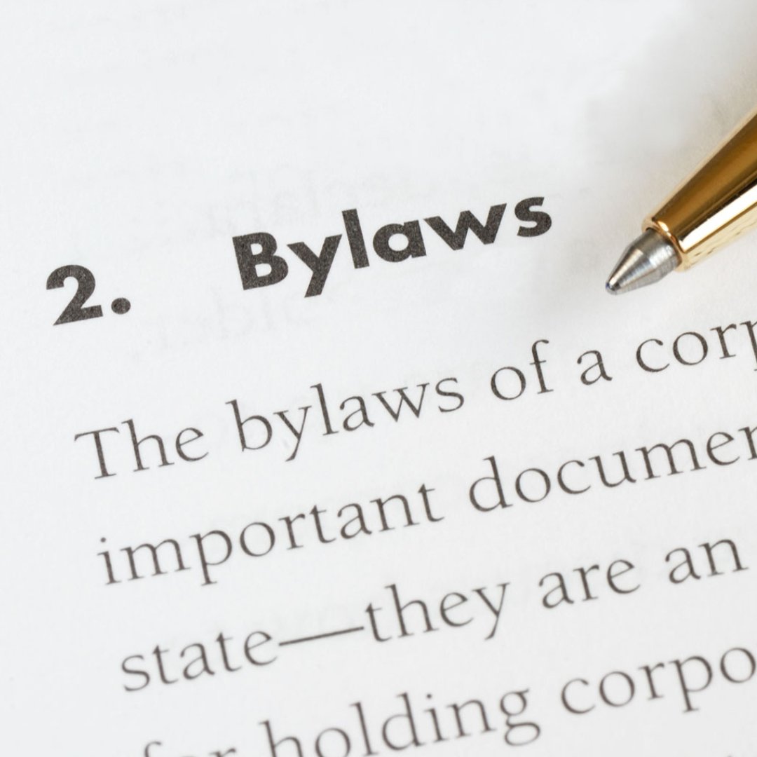 Paper with word bylaws and text 