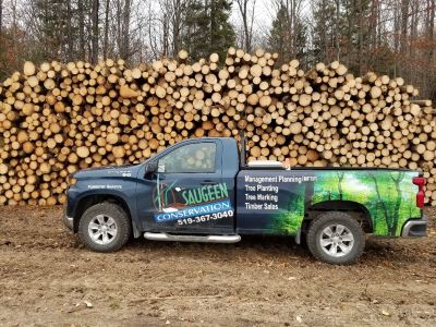 SVCA truck with harvested lumber
