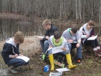 Photo of children taking stats in the wild