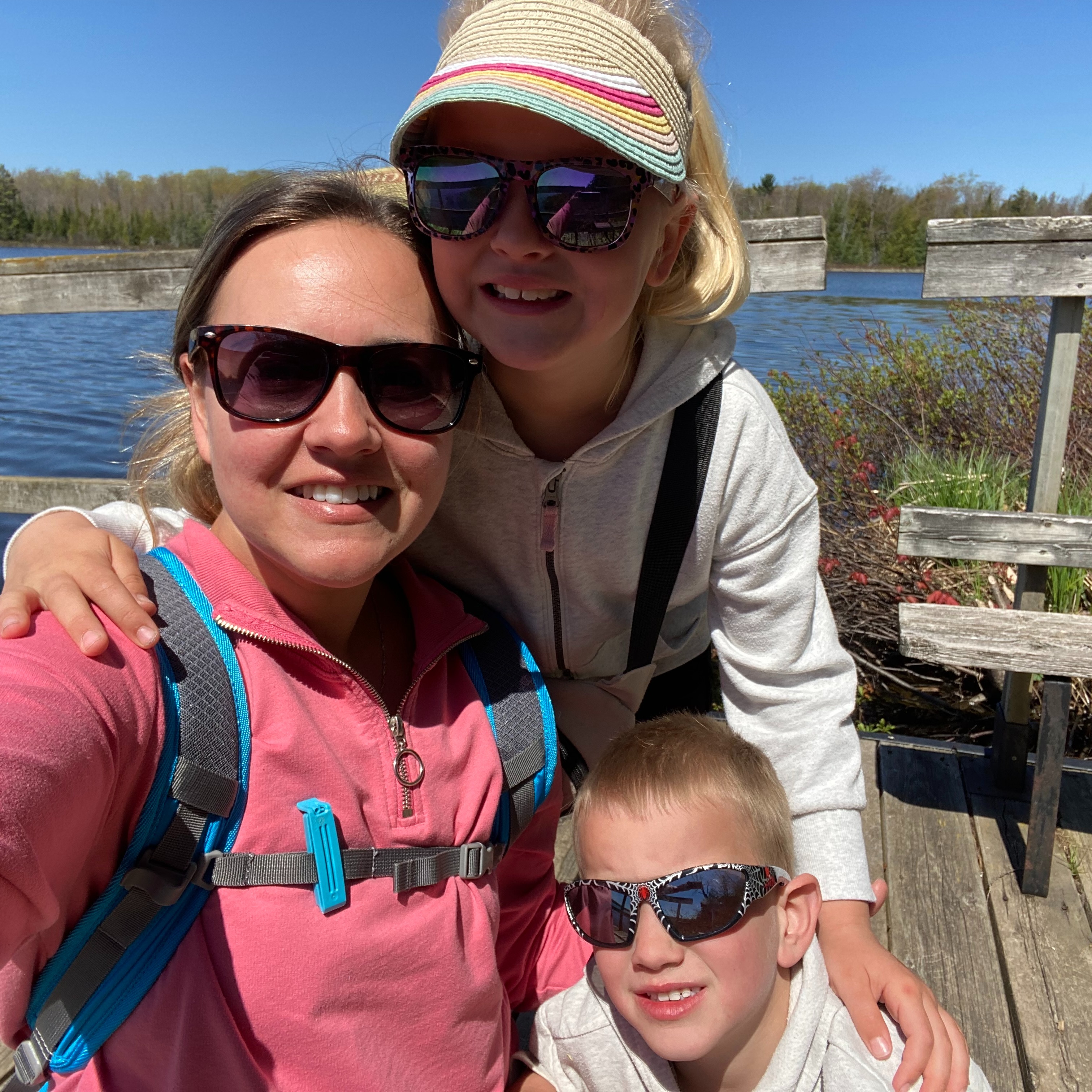 Woman and children at dock