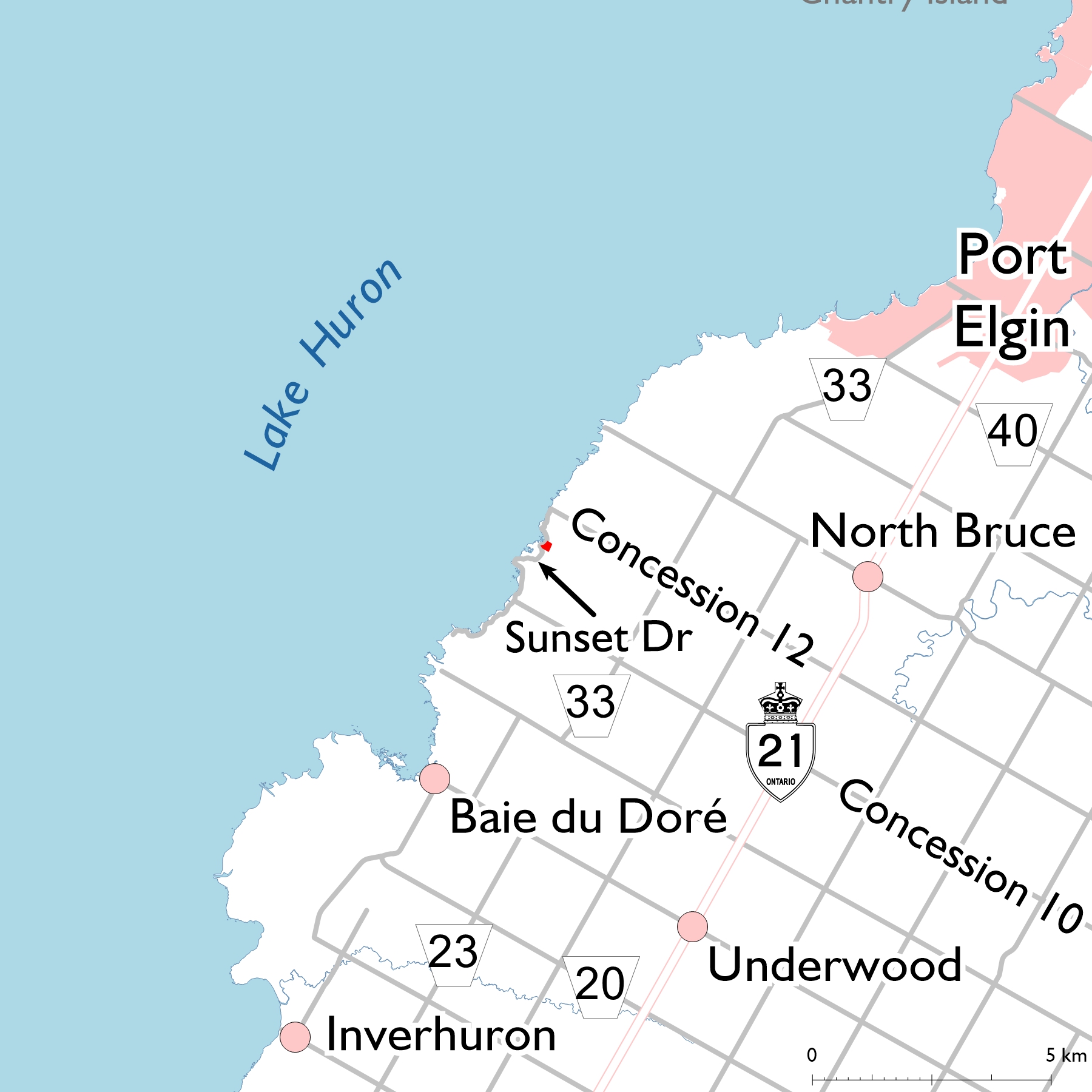 Location Map for Brucedale Conservation Area