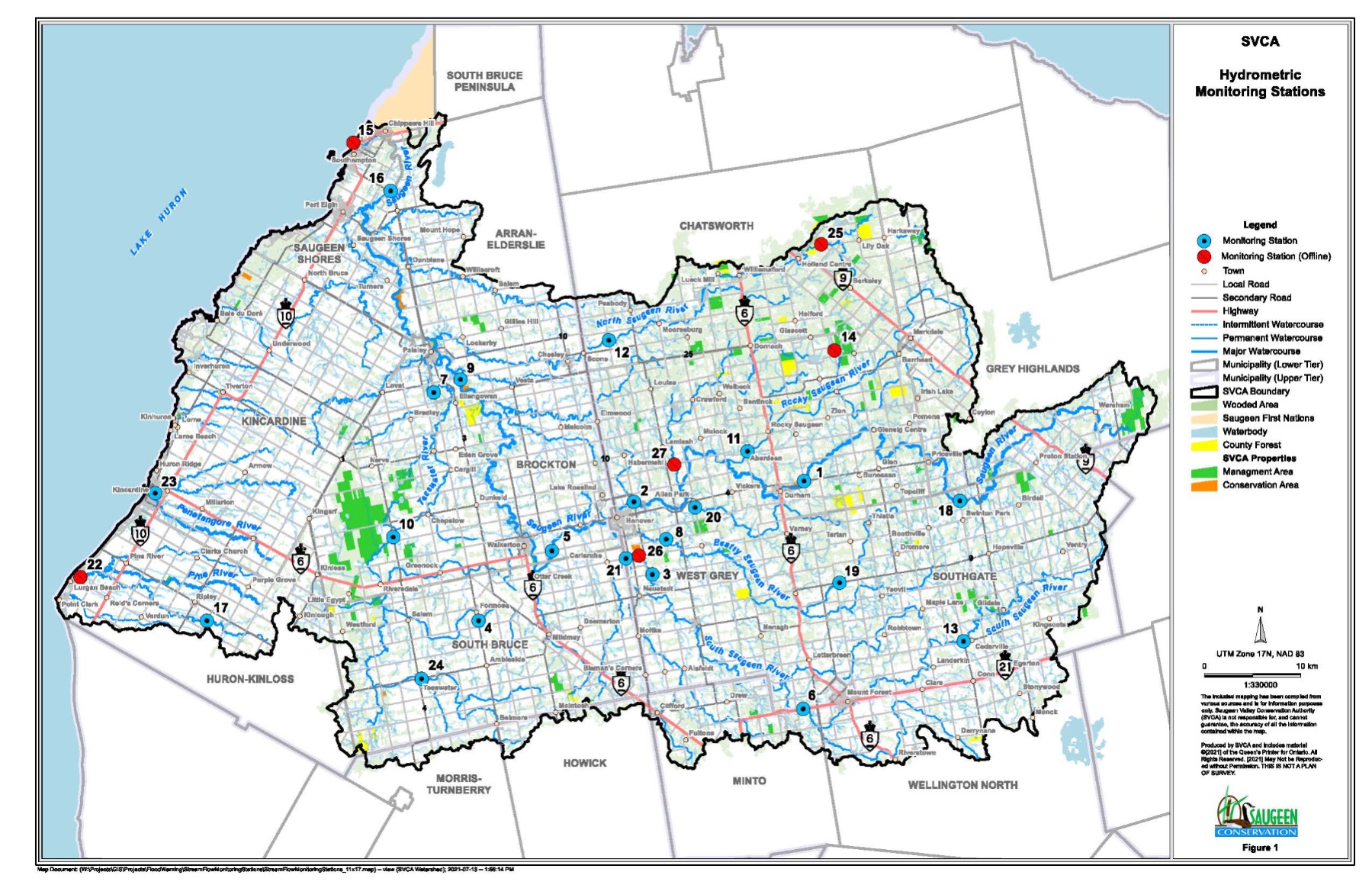 Map of Stream Flow Monitoring Stations 