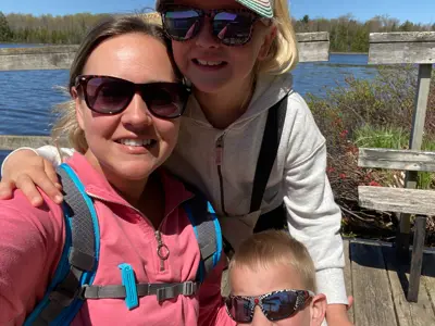 Woman and children at dock